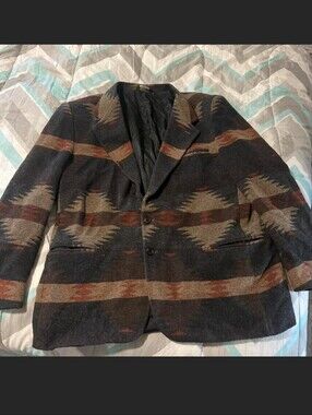 Vintage Western SILVERADO Native Patterned Wool-Blend Blazer
